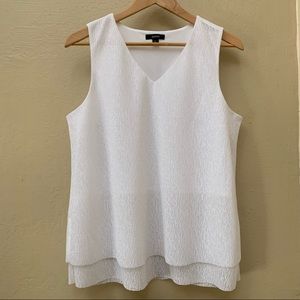 Alfani | Petite Layered White Textured Blouse